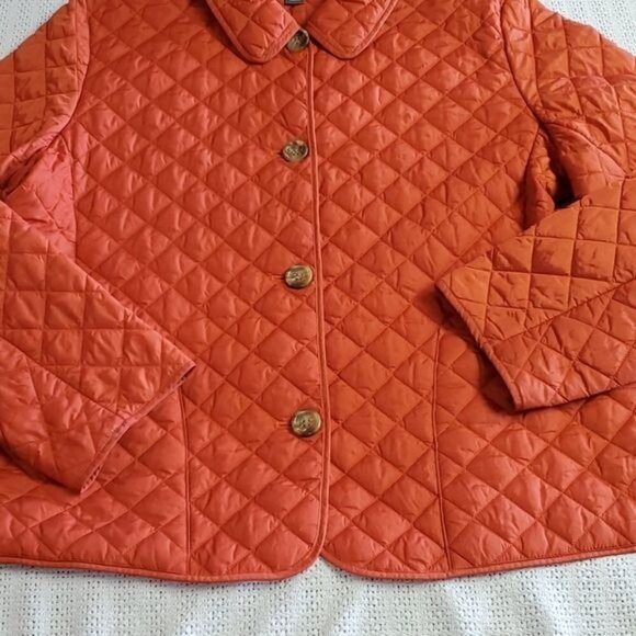 Josephine Chaus Nylon Sz. XL Fall Orange Quilted Full Button Jacket with Pockets - Picture 1 of 10